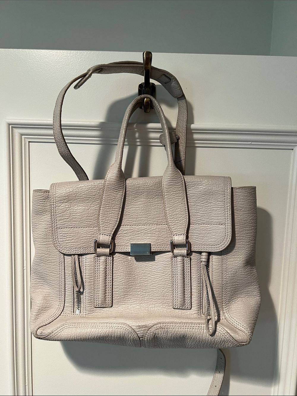 3.1 Phillip Lim Pebbled Leather Satchel in Stone